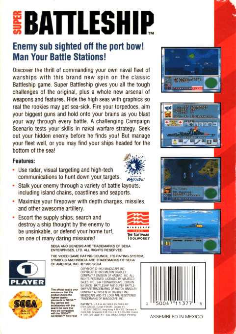 Super Battleship - The Classic Naval Combat Game — box-2D-back (US)