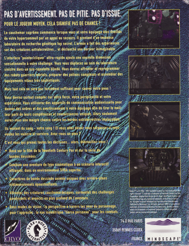Aliens - A Comic Book Adventure — box-2D-back (FR)