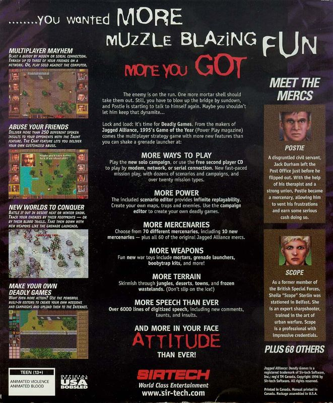Jagged Alliance - Deadly Games — box-2D-back (US)