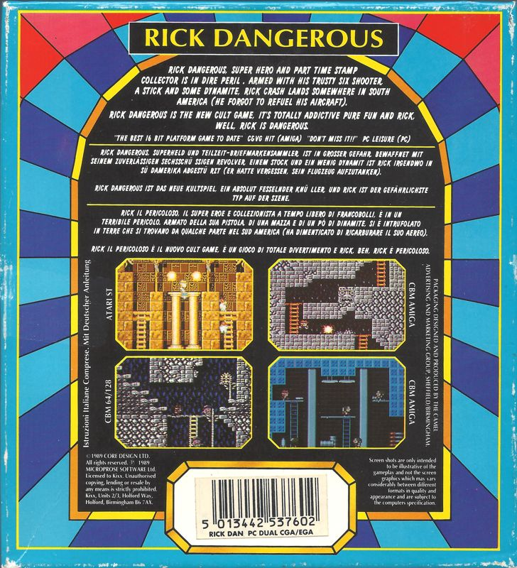 Rick Dangerous — box-2D-back (EU)