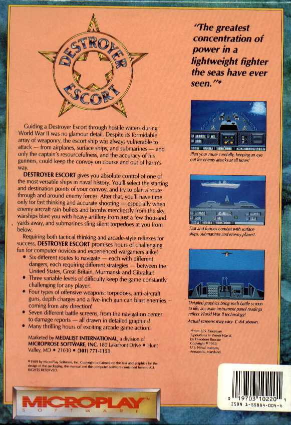 Destroyer Escort — box-2D-back (US)