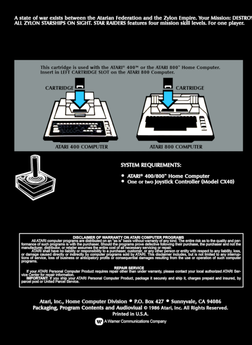 Star Raiders — box-2D-back (WOR)