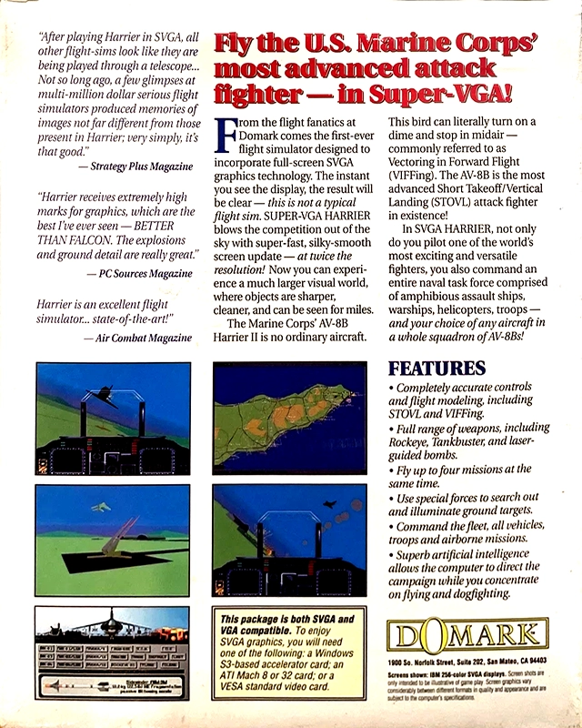 Super-VGA Harrier — box-2D-back (US)