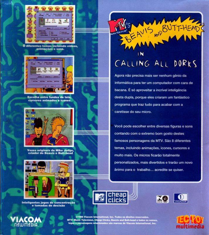 Beavis and Butt-Head in Calling All Dorks — box-2D-back (WOR)