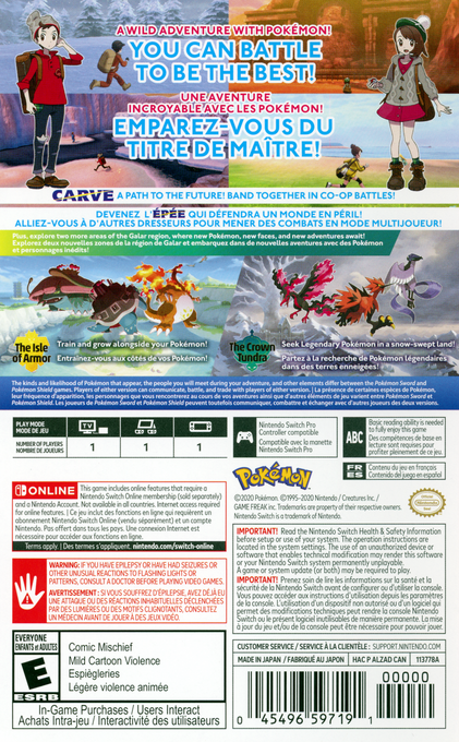 Pokemon Sword plus Pokemon Sword Expansion Pass — box-2D-back (CA)