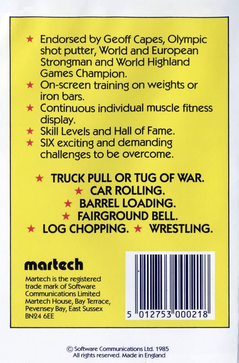 Geoff Capes Strongman Challenge — box-2D-back (EU)