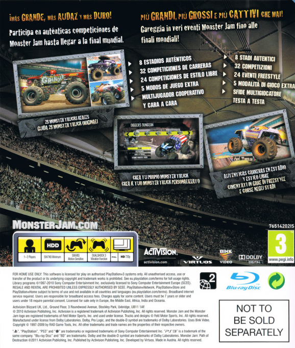 Monster Jam - Path of Destruction — box-2D-back (SP)