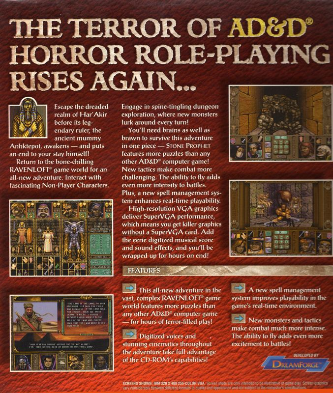 Ravenloft - Stone Prophet — box-2D-back (US)