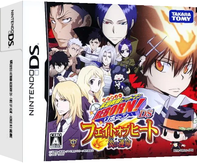 Katekyoo Hitman Reborn! DS - Fate of Heat - Honoo no Sadame — box-3D (JP)