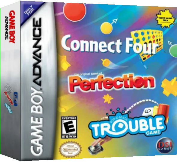 Three-in-One Pack - Connect Four + Perfection + Trouble — box-3D (US)