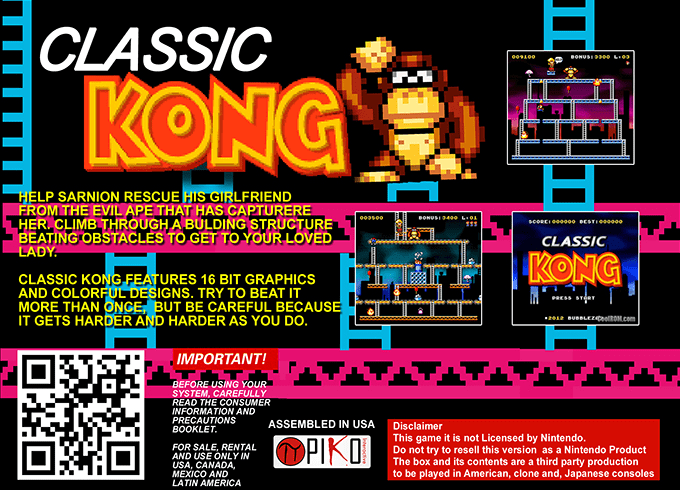 Classic Kong — box-2D-back (US)