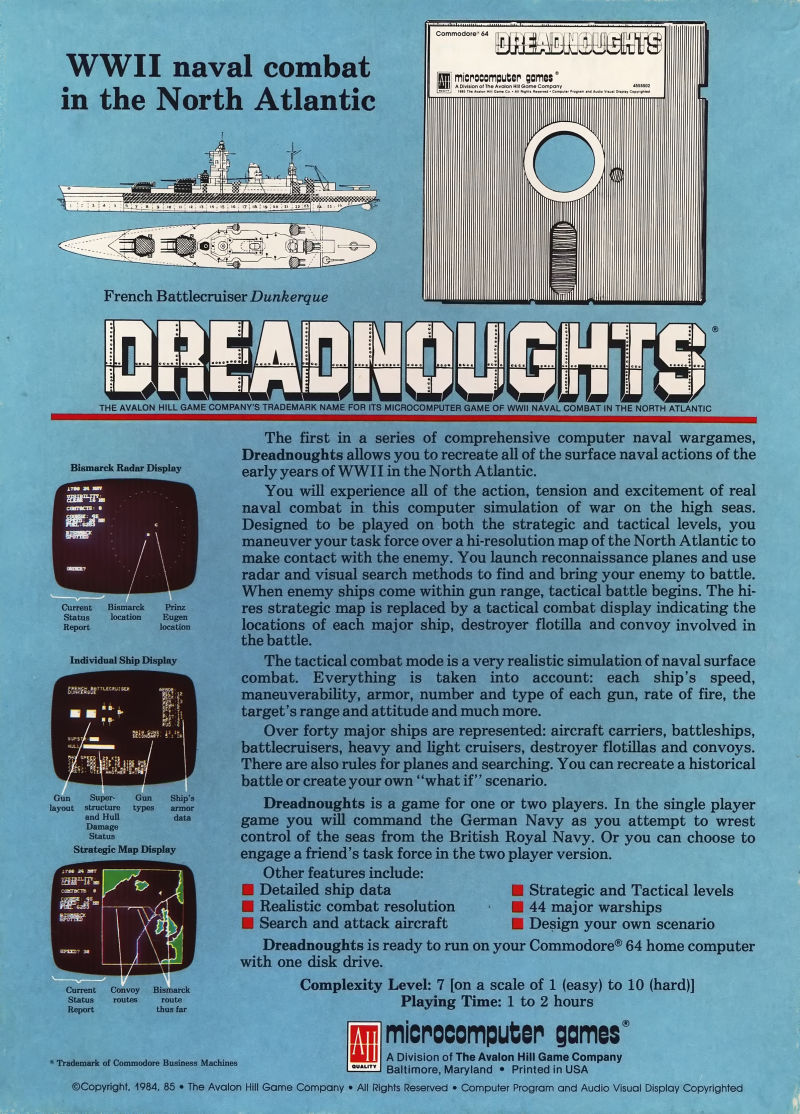 Dreadnoughts : World War 2, North Atlantic — box-2D-back (US)