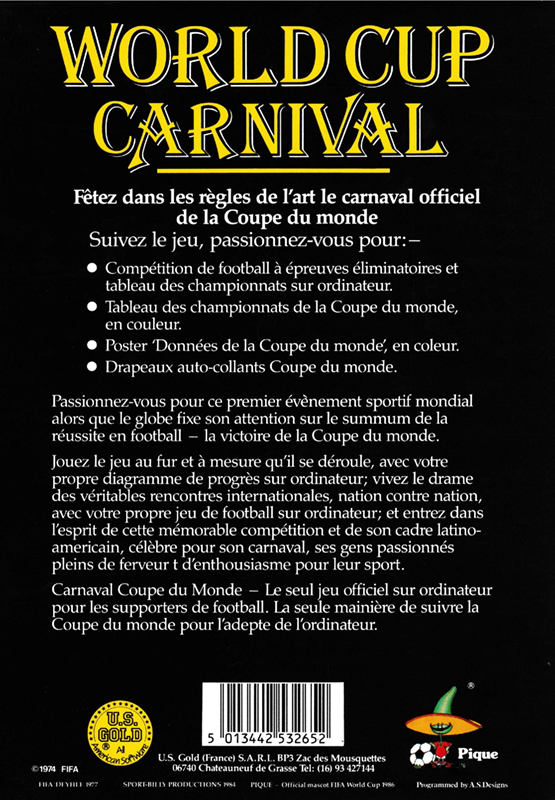 World Cup Carnival - Mexico '86 — box-2D-back (FR)