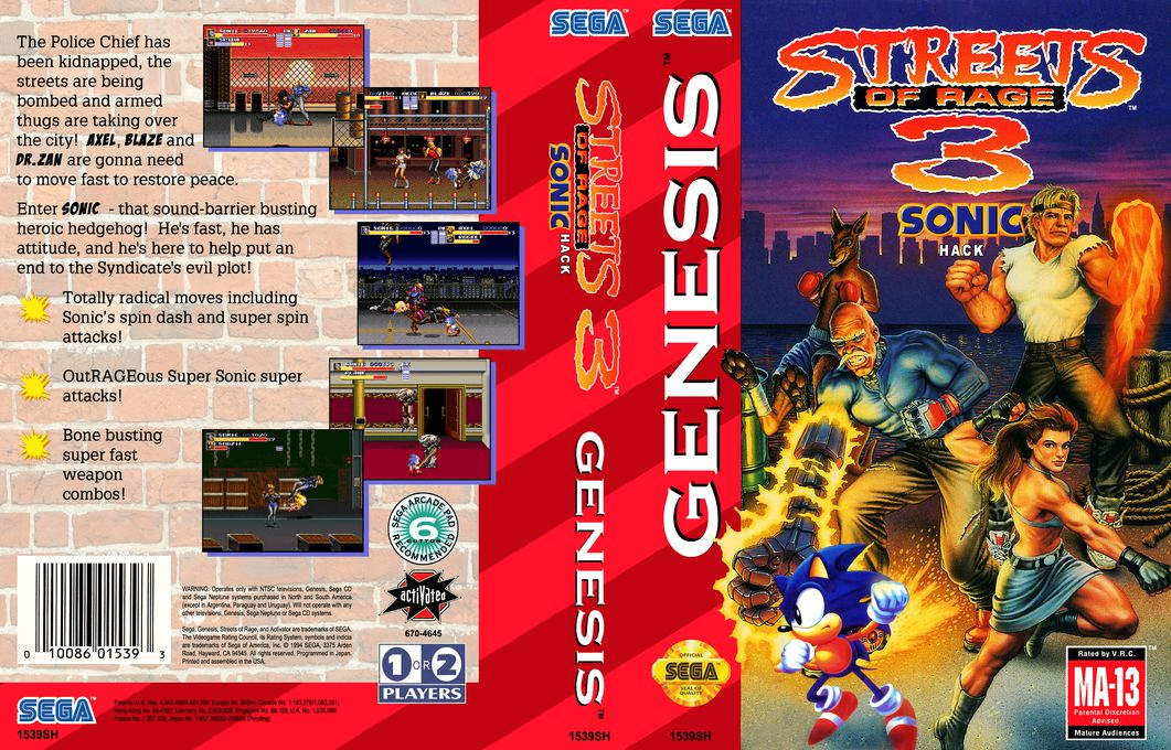 Sonic In Streets Of Rage 3 — box-texture (US)