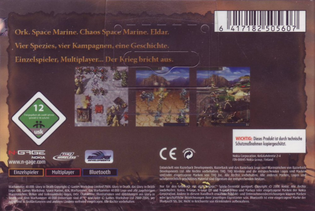 Warhammer 40.000 - Glory In Death — box-2D-back (DE)
