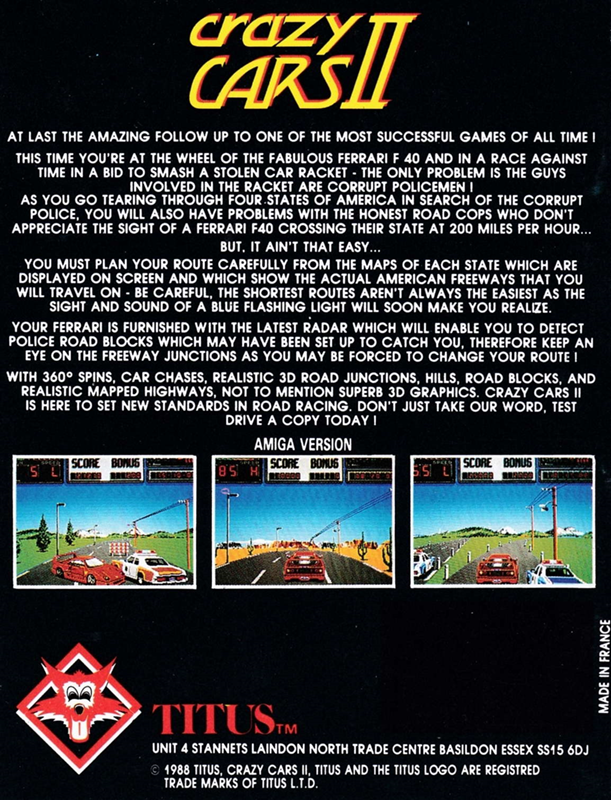 Crazy Cars 2 — box-2D-back (EU)