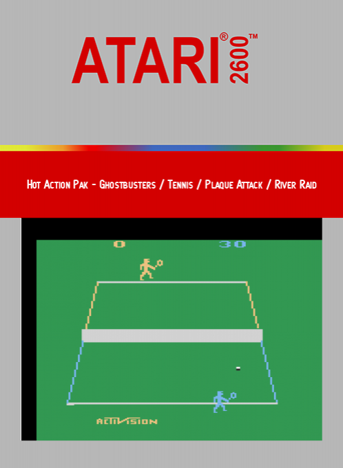 Hot Action Pak - Ghostbusters / Tennis / Plaque Attack / River Raid — box-2D (SS)