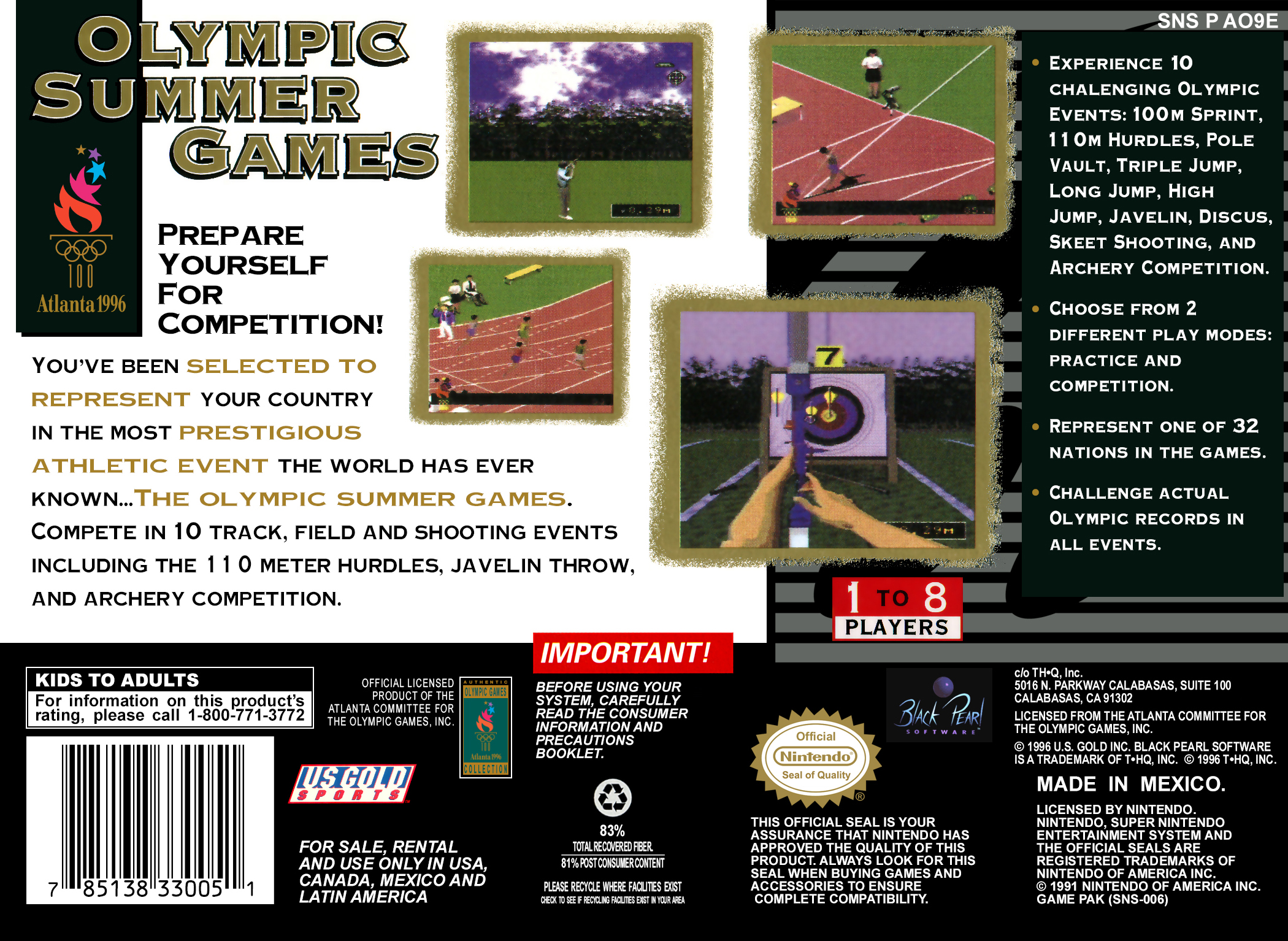 Olympic Summer Games — box-2D-back (US)