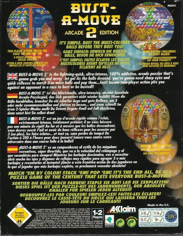 Bust-A-Move 2 - Arcade Edition — box-2D-back (EU)