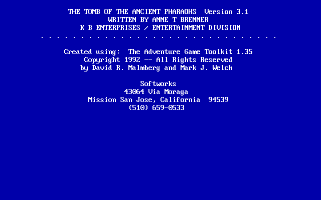 Tomb of the Ancient Pharaohs, The — sstitle (WOR)