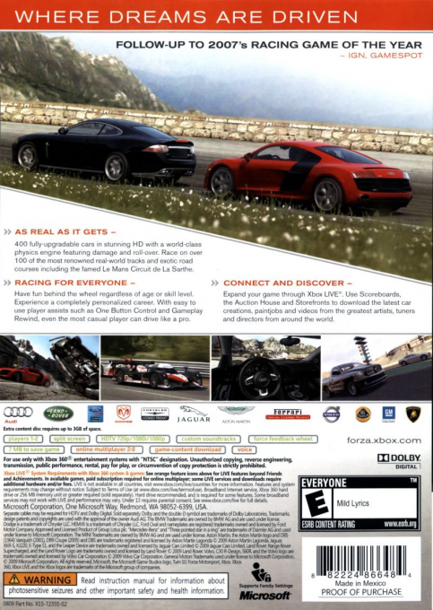 Forza Motorsport 3 — box-2D-back (US)