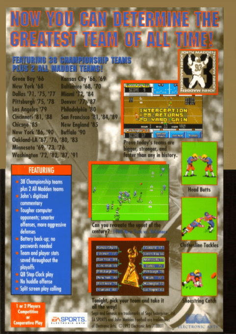 John Madden Football - Championship Edition — box-2D-back (US)