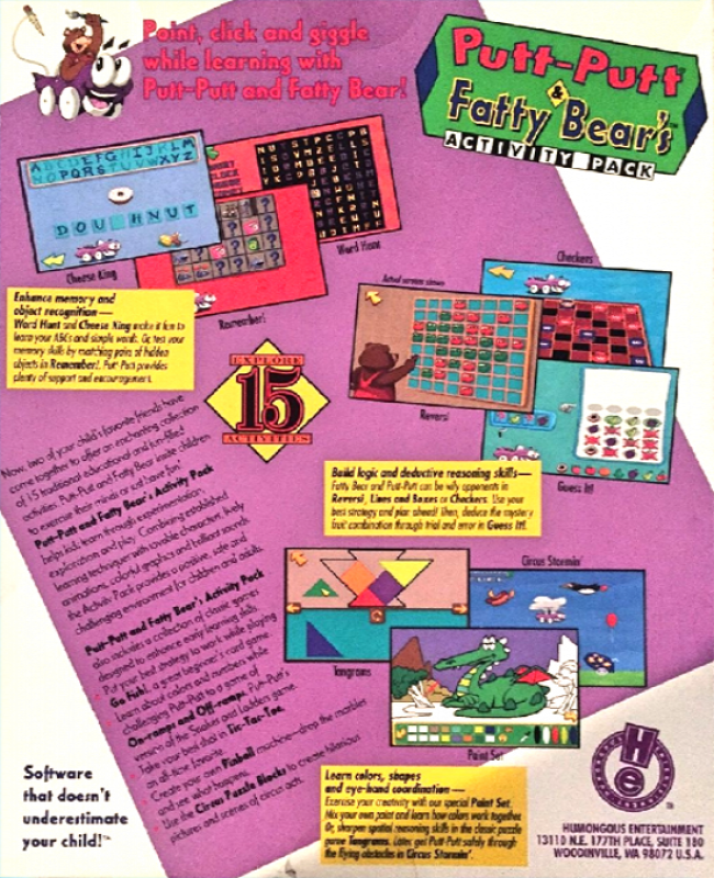 Putt-Putt & Fatty Bear's Activity Pack — box-2D-back (US)