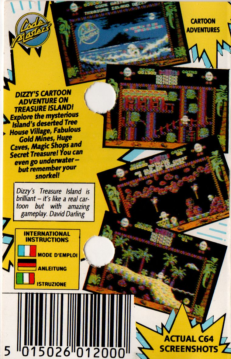 Dizzy 2 - Treasure Island Dizzy — box-2D-back (EU)