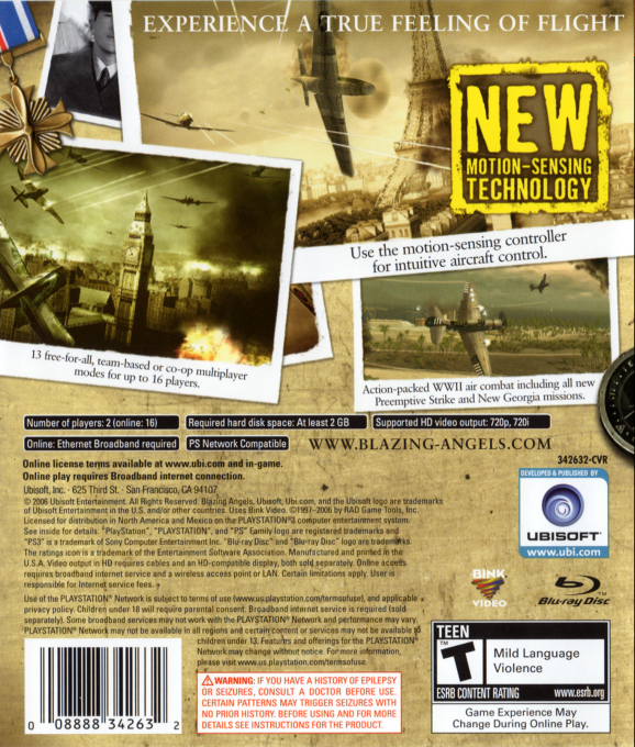 Blazing Angels - Squadrons of WWII — box-2D-back (US)