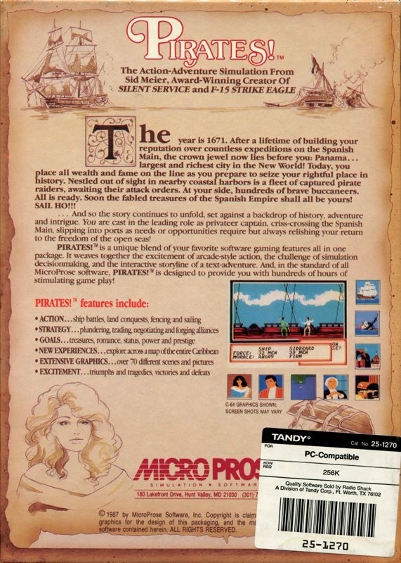 Sid Meier's Pirates! — box-2D-back (US)