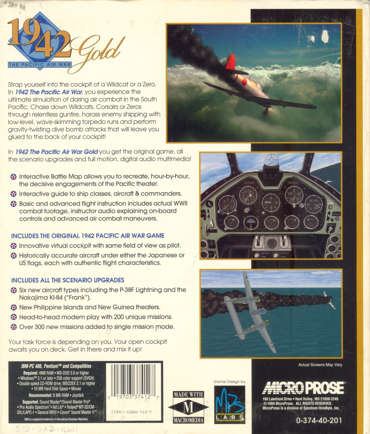 1942: The Pacific Air War Gold — box-2D-back (WOR)