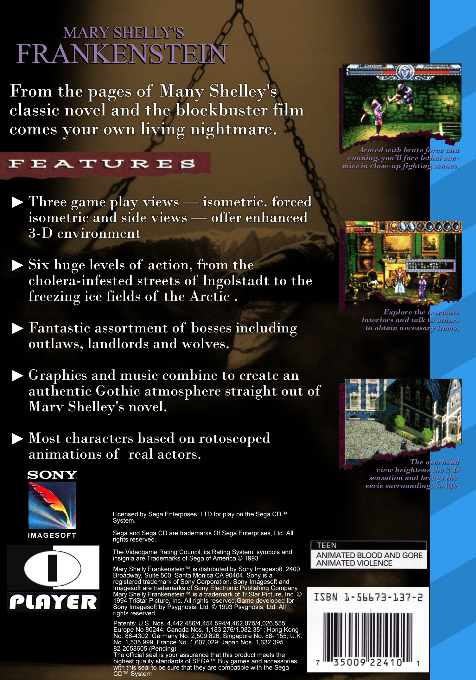 Mary Shelley's Frankenstein — box-2D-back (US)