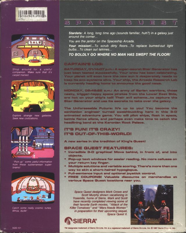 Space Quest - Chapter 1 - The Sarien Encounter — box-2D-back (US)