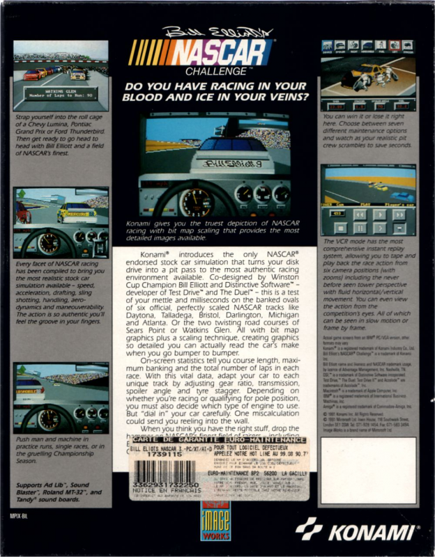 Bill Elliott's Nascar Challenge — box-2D-back (EU)