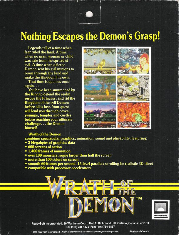 Wrath Of The Demon — box-2D-back (US)