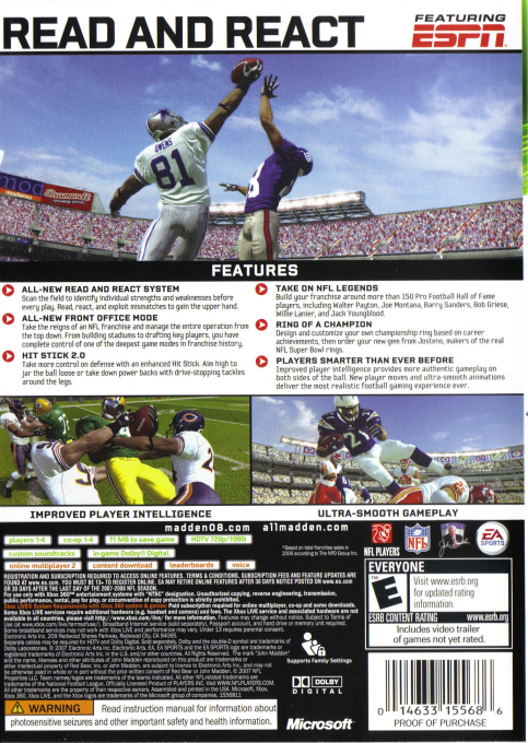 Madden NFL 08 — box-2D-back (US)