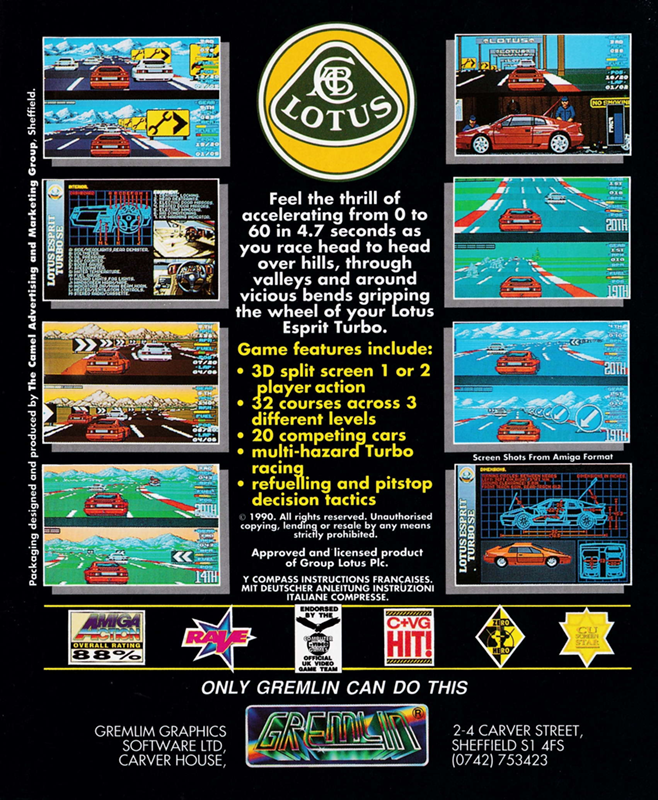 Lotus Esprit Turbo Challenge — box-2D-back (EU)