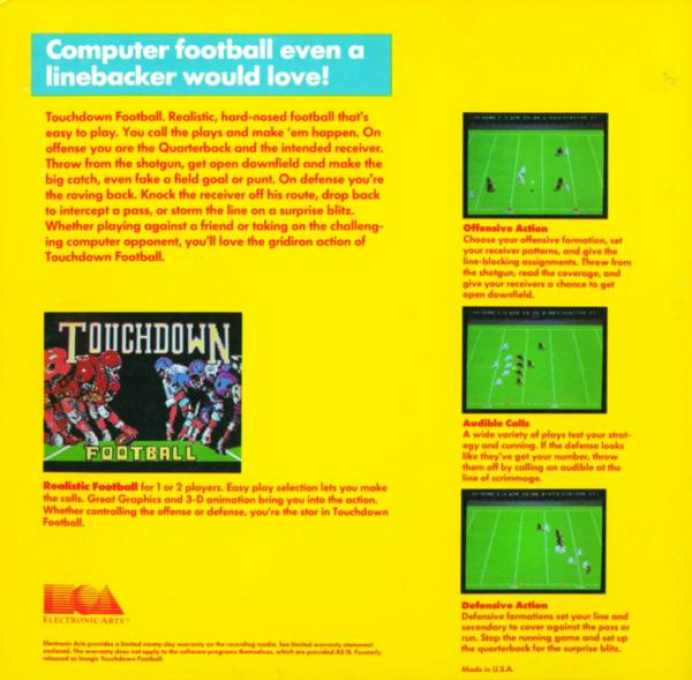 Touchdown Football — box-2D-back (US)