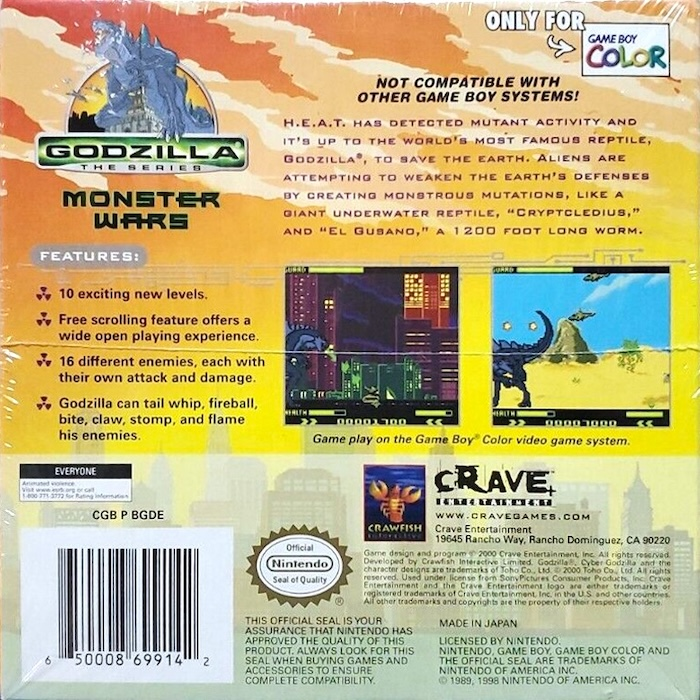 Godzilla : The Series, Monster Wars — box-2D-back (US)