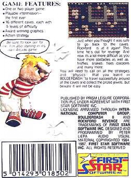 Boulder Dash 2 - Rockford's Revenge — box-2D-back (EU)