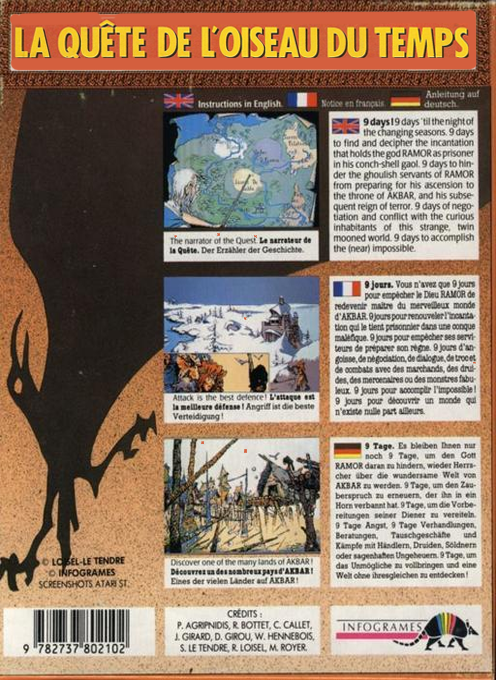 Quest For The Time-Bird, The — box-2D-back (EU)