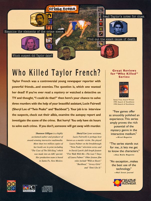 Who Killed Taylor French?: The Case of the Undressed Reporter — box-2D-back (WOR)