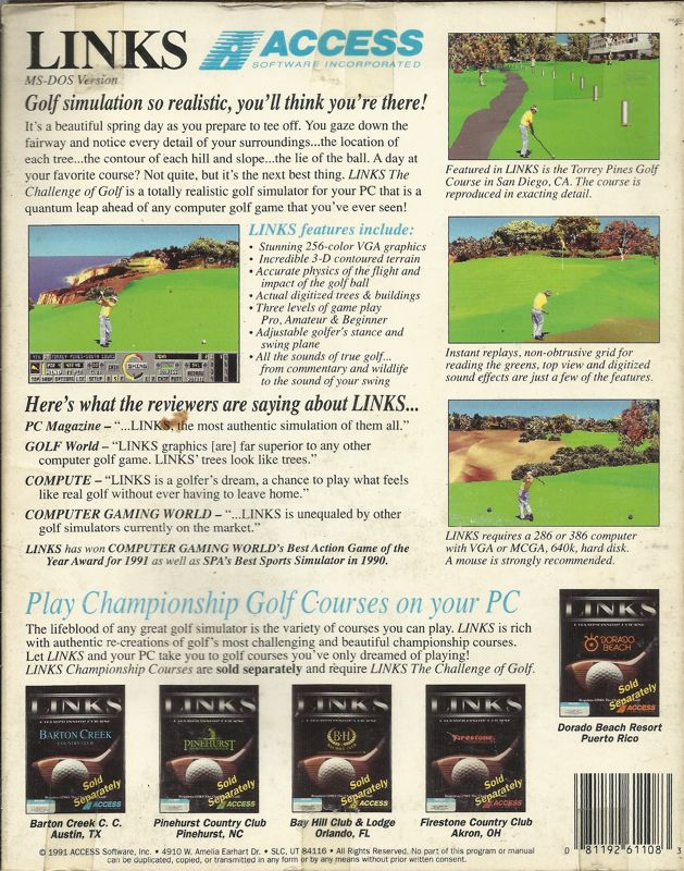 Links The Challenge Of Golf — box-2D-back (US)