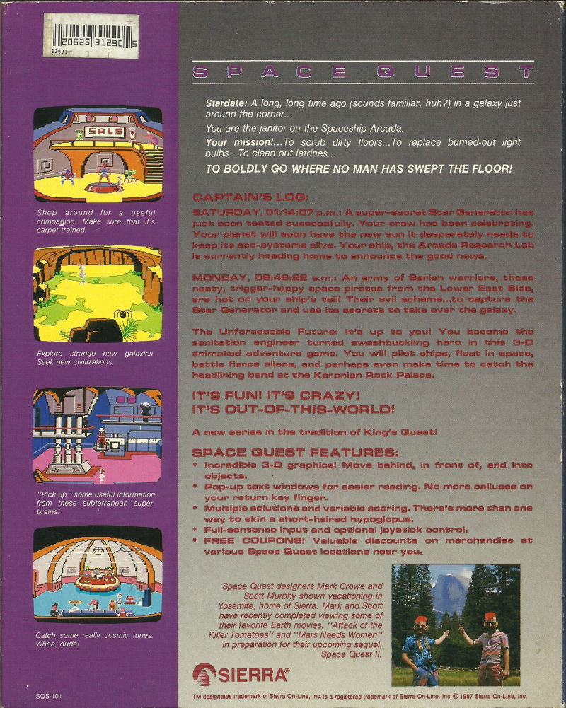 Space Quest I: The Sarien Encounter — box-2D-back (WOR)