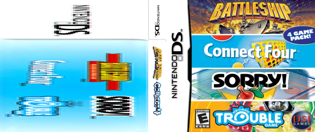 4 Game Pack! - Battleship + Connect Four + Sorry! + Trouble — box-texture (US)