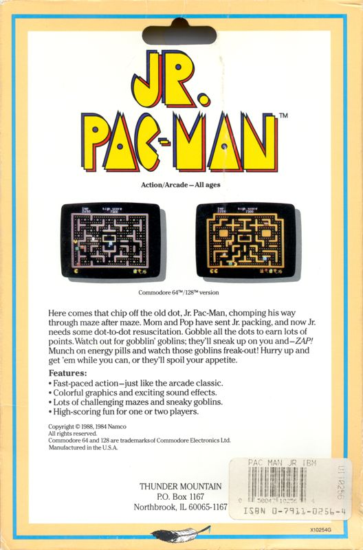 Jr. Pac-man — box-2D-back (US)