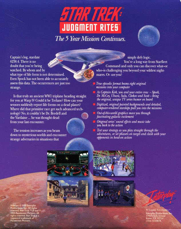 Star Trek - Judgement Rites — box-2D-back (US)