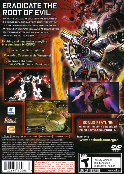 Dot Hack G.U. Vol. 3 - Aruku You na Hayasa de — box-2D-back (US)