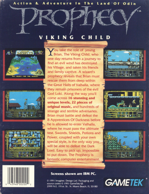 Prophecy 1 - The Viking Child — box-2D-back (US)