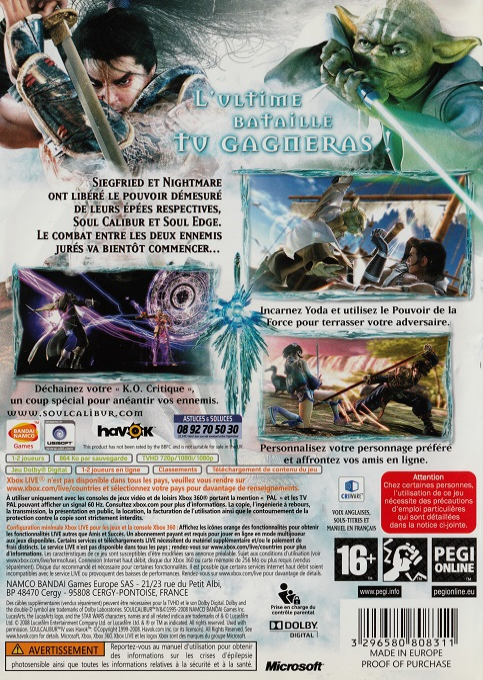 Soulcalibur IV — box-2D-back (FR)
